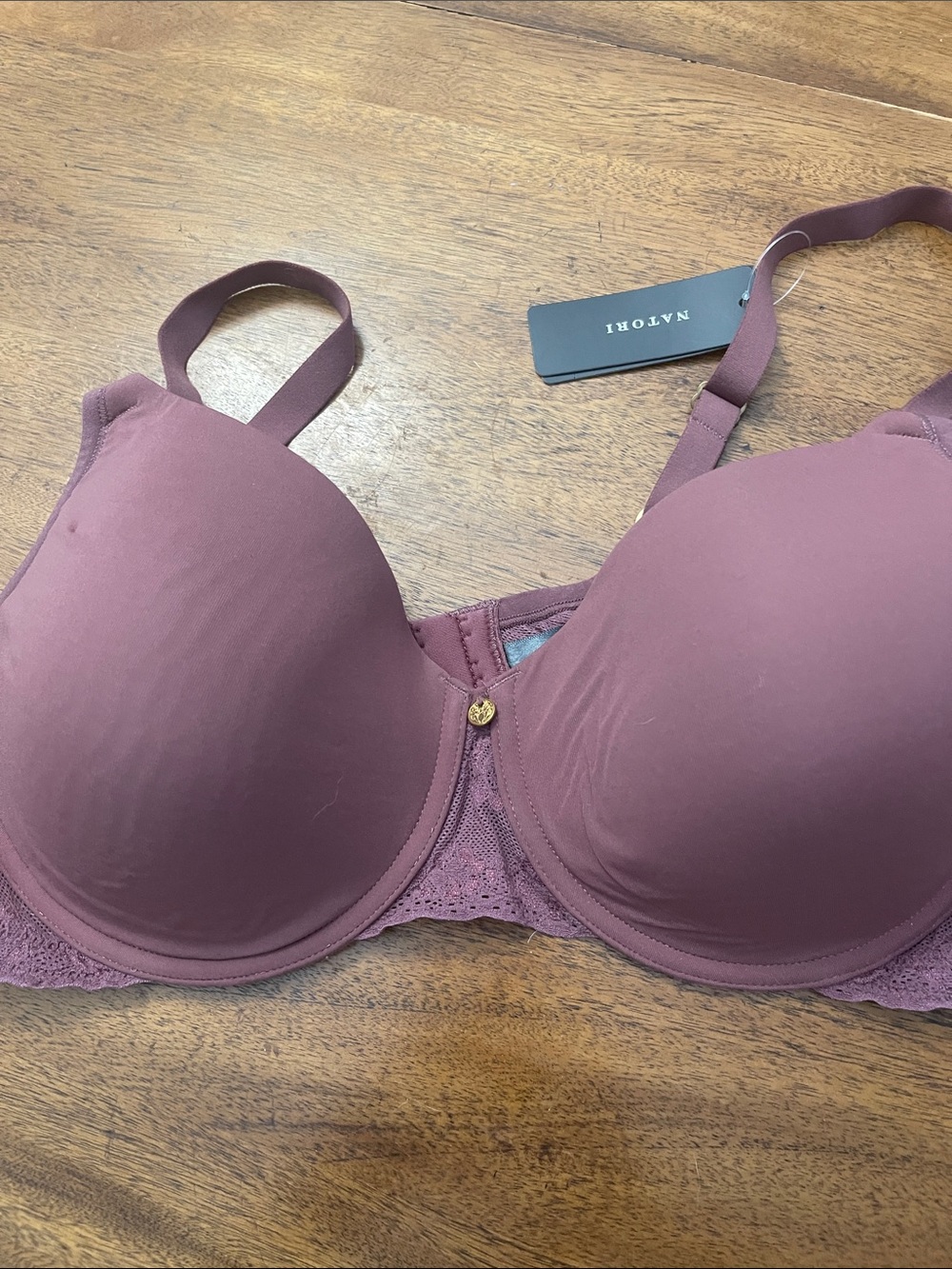 Natori Dusty Mauve Lace-Trim Bra 38D